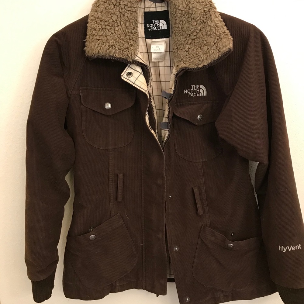 North face coat brown with fur